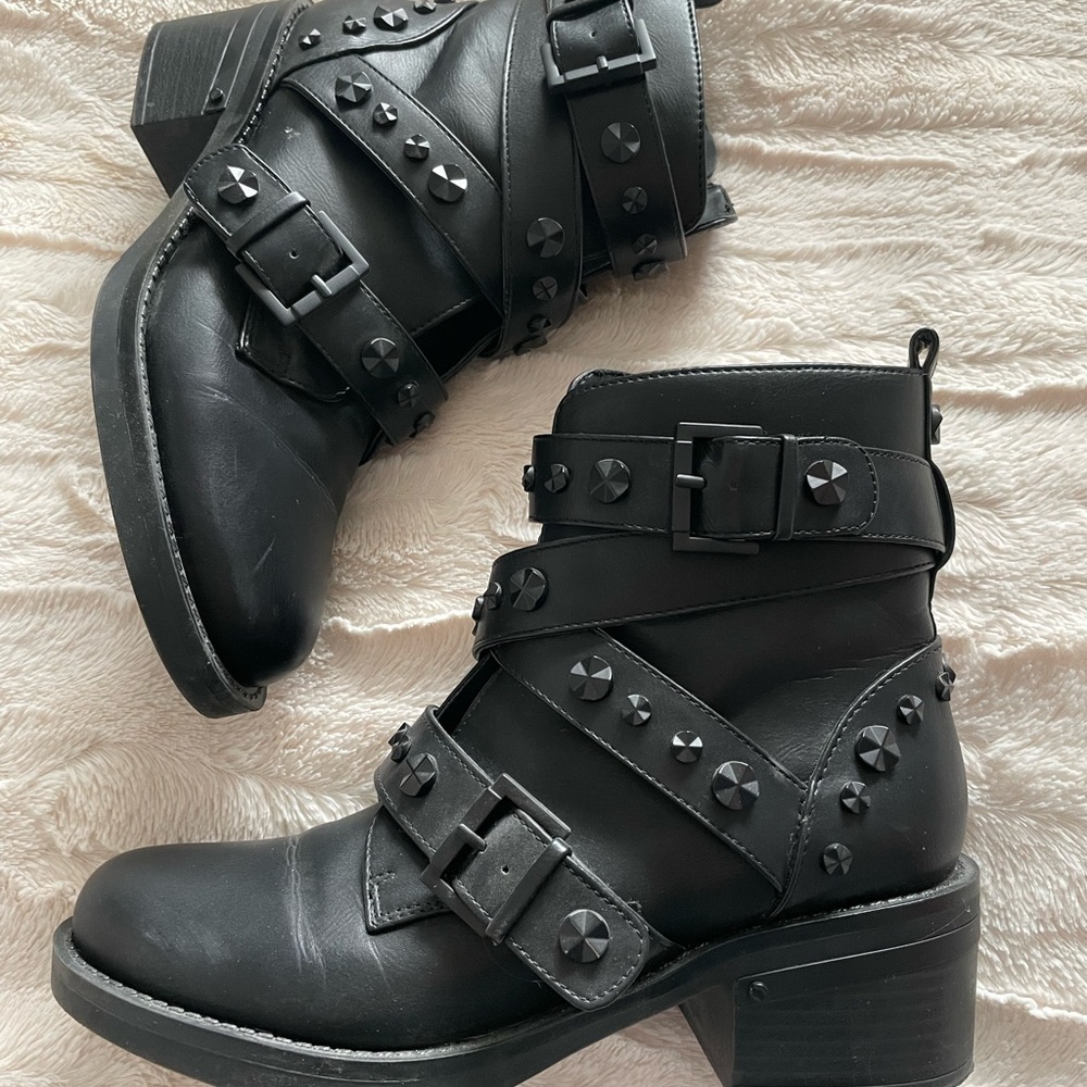Guess Black Studded Combat Boots
